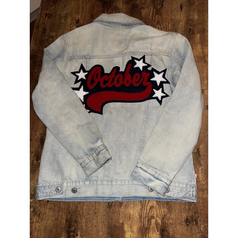 Rails OCTOBER Patch Denim Jean Jacket Knox Women's Size S Light Blue Distressed